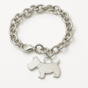8" Tiffany Scottie Dog Tag Pet Charm Bracelet in Sterling Silver